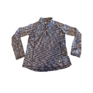 Straight Down Womens Pullover Top Medium Blue White Space Dye Quarter Zip